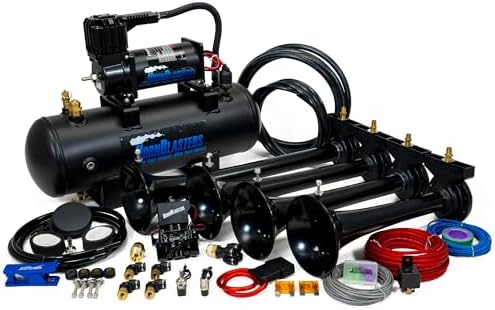 Hornblasters Conductor's Special 228H 2 Gallon 150 PSI All-In-One Train Horn Kit - USA Made Horns - 4 Trumpets - 147.7 Actual dB, Weather-Resistant