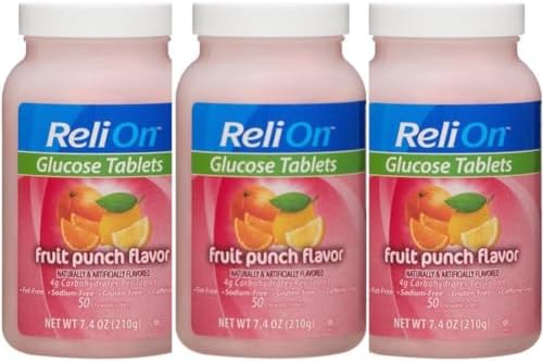 Relion Glucose Tablets - Fruit Punch Flavor - 50 Counts (3 Pack)