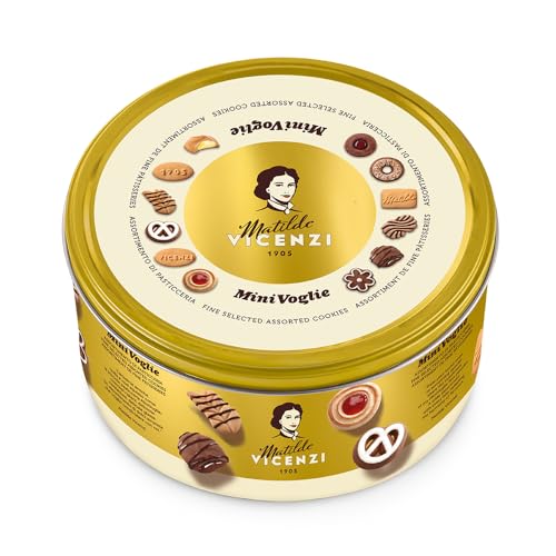 Matilde Vicenzi Minivoglie Butter Cookies Tin - Italian Pastry Assortment, Traditional Holiday Cookie Gift for Hosts, Birthdays - 500 g