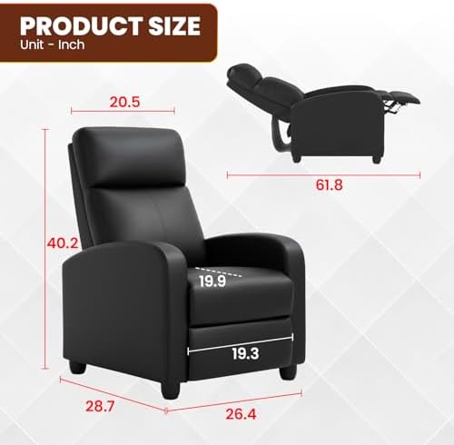 FDW | Recliner Chair | with 2 Point Massage Function | Black, PU Leather