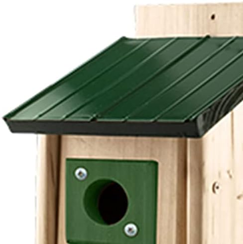 Woodlink Outdoor Bluebird Weather Resistant Natural Cedar Nesting Bird House Box with Predator Guard, Easy Open Latch, and Metal Roof