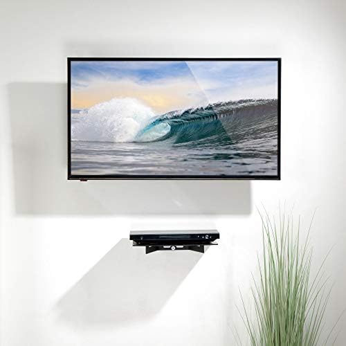 Mount-It! Floating Wall Shelf – Tempered Glass Media Shelf for Cable Box, DVD Player, Gaming Consoles (PS5, Xbox, Roku)