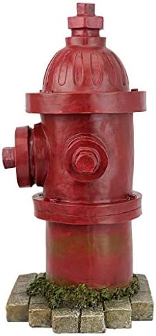 Design Toscano Dog's Second Best Friend Fire Hydrant Pee Post Indoor/Outdoor Statue, Medium 14 Inch Tall, Cast Stone Resin, Red Painted Finish