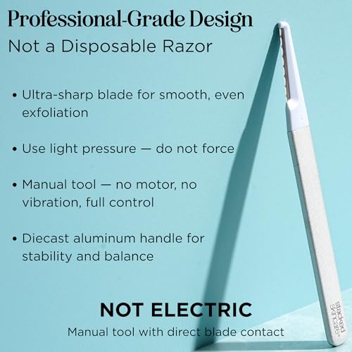 Professional-Grade Dermaplaning Tool – Precision Exfoliation, Removes Peach Fuzz & Dead Skin, Aluminum Handle, Refillable Blades