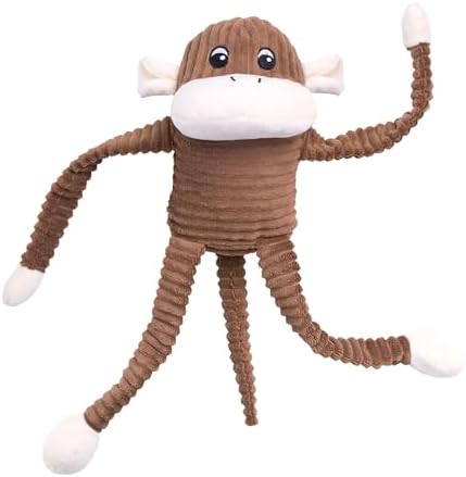 ZippyPaws Crinkle Monkey for Medium-Extra Large Dogs, Large/Brown | Interactive Dog Toys to Keep Them Busy, Squeaky Plush Pet Toy for All Breeds