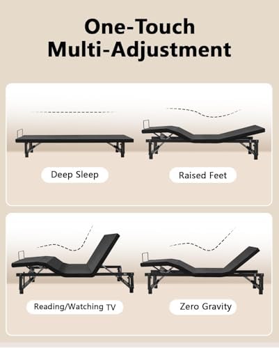 Mixcous King Adjustable Bed Frame with Zero Gravity Heavy Duty 750 lbs | Zero Gravity Anti-Snore Mode, Head & Foot Incline, Wireless Remote Control, Easy Assembly, Heavy Duty Frame