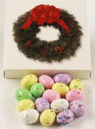 Scott's Cakes Speckled Chocolate Malted Eggs in a 1 Pound White Gourmet Box