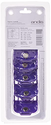 Andis 66345 Nano-Silver Magnetic Attachment 5 Combs with Long-Lasting Performance - Sizes 6", 8", 4", 3/8", 2"
