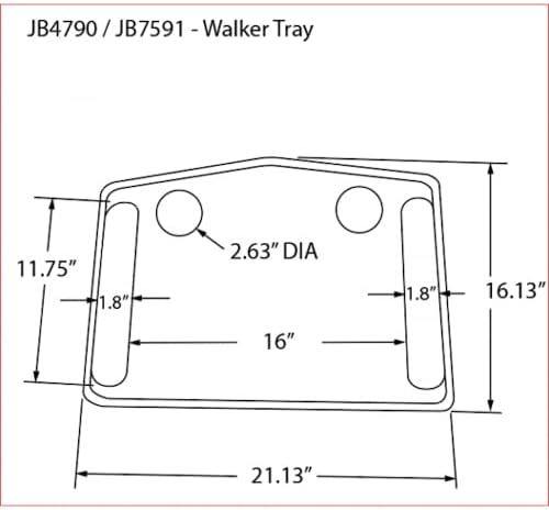 North American Health +Wellness Walker Tray, Gray, 1 Count (Pack of 1)