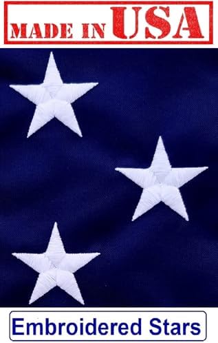 US Flag Factory - 6x10 FT US American Flag (Embroidered Stars, Sewn Stripes) Outdoor SolarMax Nylon Flag - Made in America - Premium Quality (6x10 FT)