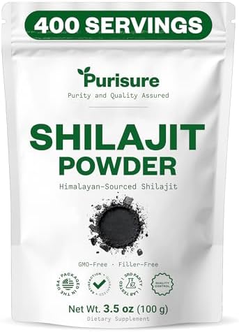 Purisure Shilajit Supplement Powder, 100g, Pure Himalayan Mineral with Fulvic Acid Powder, 12:1 Pure Fulvic Minerals Compound for Energy Supplement