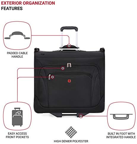 SwissGear 7895 Premium Rolling Garment Bag, Bonus Hanging Feature, Men's and Women's, 24-Inch Luggage - Black