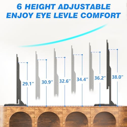 Rfiver Table Top TV Stand with Height Adjustable TV Legs for 37-90 Inch TVs | TV Stands Base with Cable Management for Flat/Curved TVs