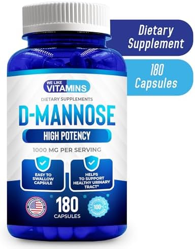 D-Mannose 1000mg - 180 Veggie Capsules - D Mannose Supplements for Women | Cranberry D-Mannose Helps Support Bladder & Urinary Tract Health - 180