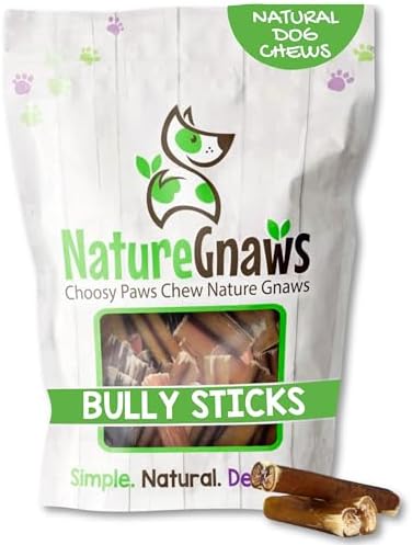 Nature Gnaws Bully Stick Bites 2-4" Rawhide Free for Small Dogs, 8 oz