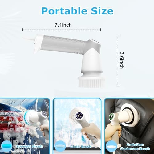 DAESUNG Electric Spin Scrubber, Cordless Power Scrubber & Electric Cleaning Brush with 7 Replaceable Heads, Dual Speed IPX7 Waterproof Handheld Scrubber for Bathroom, Shower & Tile Cleaning