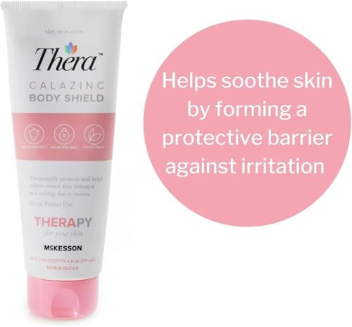 McKesson's Thera Calazinc Body Shield, Calamine with Zinc Cream -Skin Barrier Ointment for Eczema, Psoriasis, Diaper Rash - 4 oz. Tube, 1 Count
