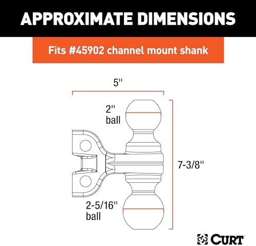 CURT 45923 Replacement Dual-Ball for Adjustable Trailer Hitch Ball Mount, 2-Inch, 2-5/16-Inch
