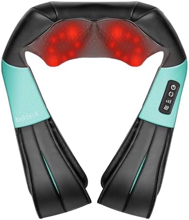 Nekteck Shiatsu Neck Massager with Heat for Pain Relief, NOT Cordless | 2026 Upgraded 3D Back Shoulder Kneading Massage Pillow, 3 Intensity Speeds Deep Tissue, Relaxation Gifts for Men Women, Black