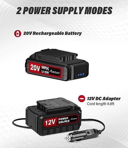 AVID POWER 20V Rechargeable Cordless Tire Inflator Portable Air Compressor