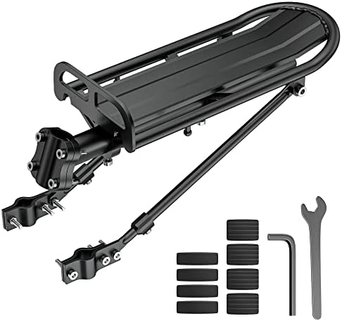 Outtag Rear Bike Rack Aluminum Alloy Bike Cargo Rack Quick Release Adjustable Bicycle Rear Rack Heavy Duty Mountain Bike Back Rack Seat Post Frame Mount Cycle Luggage Carrier Accessories