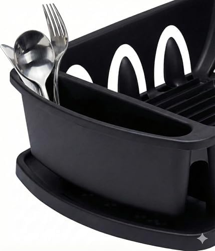 Tribello Sink Dish Drying Rack, Heavy Duty Hard Plastic Drying Rack, Dish Drainer for Kitchen Counter with Drainboard Set