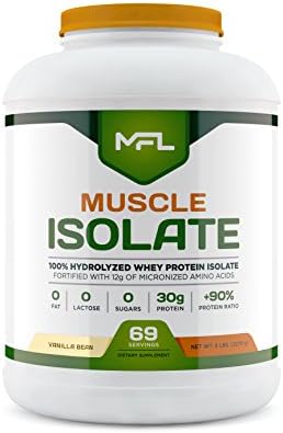 MFL 100% Isolate Protein l 30g of Protein l 12g Amino Acids l Keto Friendly l Low Carbs l 5 lbs. (Vanilla Bean)