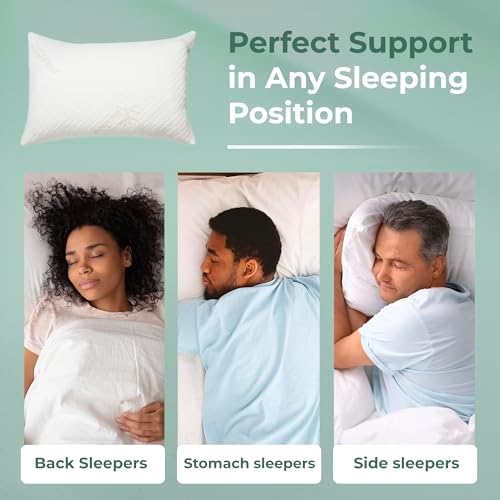 Snuggle-Pedic Adjustable Memory Foam Pillows - GreenGold Certified Pillow w/ Viscose of Bamboo Cover for Side, Stomach & Back Sleepers - Made in the USA - Standard