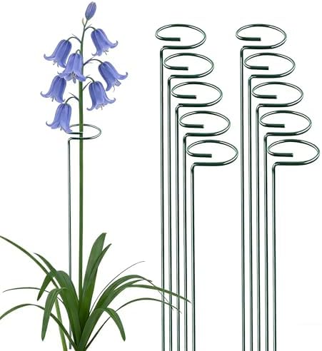 10 Pieces 24 inch Green Single Stem Plant Stakes Flower Support Rings,Gardening Planter Cages for Single Stem Flowers, Amaryllis, Peony, Lily,Narcissus