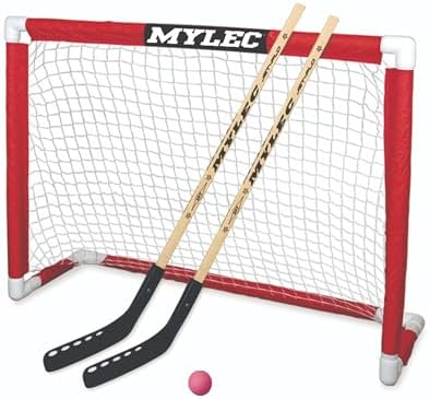 MyLec Deluxe Hockey Set, with 1 Hockey Goal, 2 43" Hockey Sticks & 1 Soft Ball, Sleeve Netting System, PVC Tubing Net, Lighweight & Durable