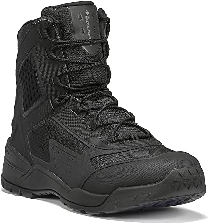 Tactical Research TR1040-T 7 Inch Ultralight Black Tactical Boots for Men - Non-Polishable Leather and Nylon with Slip-Resistant TR HiTRAC Outsole
