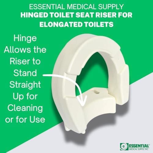 Essential Medical Supply Hinged Toilet Seat Riser for Elongated Toilets - 19 x 14 x 3.5 Inches