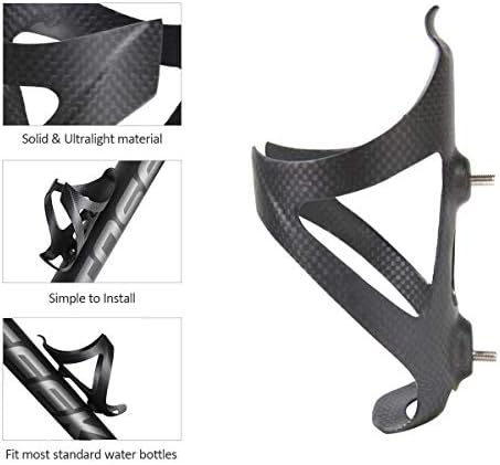 Water Bottle Cage, 3k Matte Full Carbon Fiber Lightweight and Strong Bicycle Water Bottle Holder Bike Cages Brackets - 1 Pcs