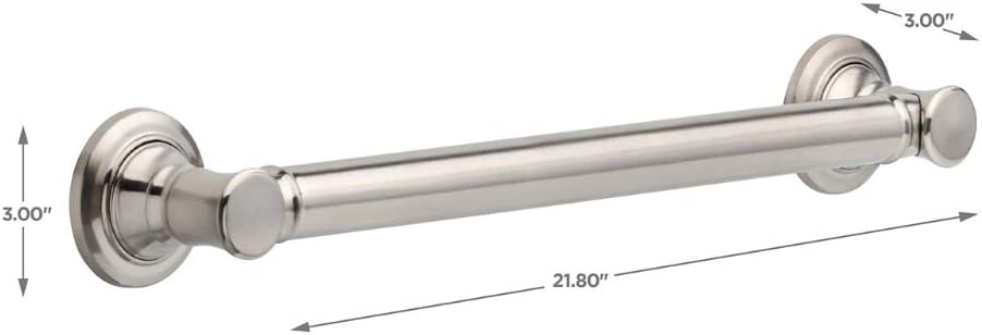 Delta Traditional (1-Pack) 18" Shower Grab Bar Seniors ADA Compliant Brilliance Stainless Steel 450 lb Capacity Bathroom Safety Handle for Shower