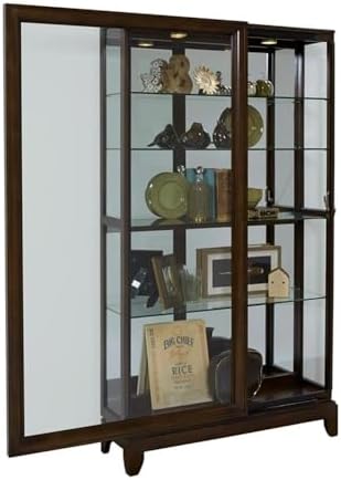 Pulaski Two Way Sliding Door Curio, 46 by 15 by 83-Inch, Chocolate Cherry Finish, Dark Brown