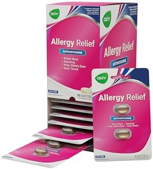AXIV Allergy Relief Softgels, Antihistamine Medicine & Cold Symptom Relief, Dye-Free Liquid Gels, 25 mg Diphenhydramine HCl, Runny Nose, Sneezing, 24 Count (24 Softgels)