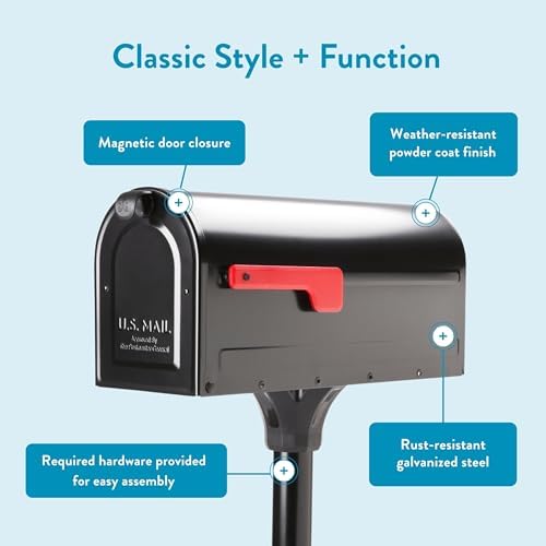 Architectural Mailboxes 7680B-10 MB1 Mount Mailbox and In-Ground Post Kit, Medium, Bl