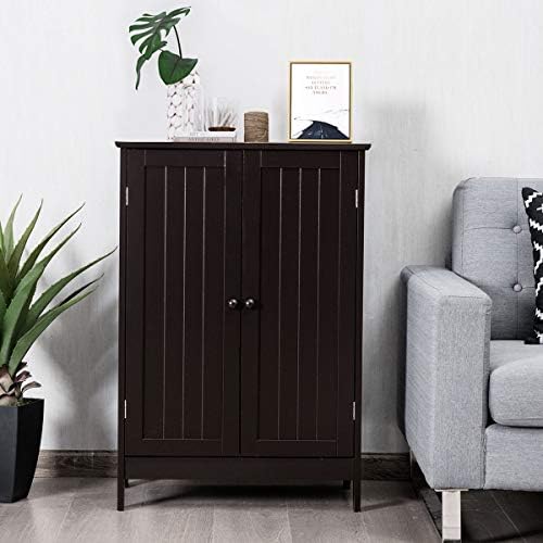 GLACER Bathroom Floor Cabinet, Wooden Storage Cabinet (White)