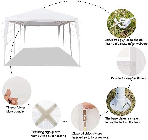 10' x 30' Outdoor Canopy Tent White Wedding Gazebo Party Practical Waterproof Tent with Brighter Windows,5 Removable Side Walls