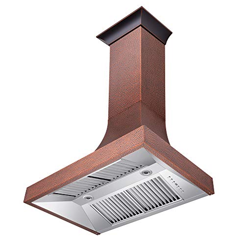 ZLINE 36" Designer Series Hand-HammeredCopper Finish Ducted Wall Range Hood (8632H-36)