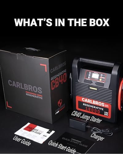 CB40 Heavy Duty Jump Starter, 40S Fast Recharge, 18000A 12/24 Volt Battery Jump Pack for Gas & Diesel Engines Up to 32L