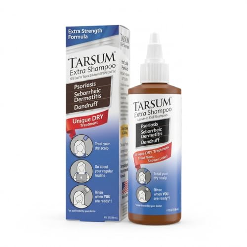 Tarsum Extra Strength Psoriasis Shampoo - Coal Tar Shampoo and Conditioner for Scalp Psoriasis, Seborrheic Dermatitis, Severe Dandruff, & Eczema - Exfoliating Relief for Flaky, & Itchy Scalp (4 oz)