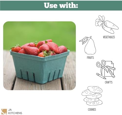 42 Pack QUART Green Molded Pulp Fiber Berry/Produce Vented Baskets for Fruit and Vegetable