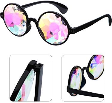 Yaomiao 3 Pieces Kaleidoscope Rave Glasses Goggles Kaleidoscope Sunglasses Diffraction Glasses Prism Rainbow Sunglasses