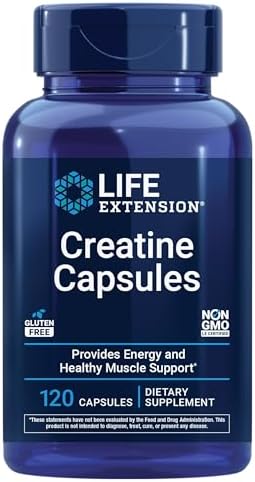 Life Extension Creatine Capsules – Creatine Monohydrate – Promotes Strength, Lean Muscle, Healthy Endurance – Non-GMO