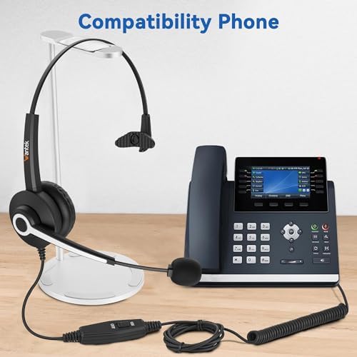 Wantek Corded Telephone Headset Mono w/Noise Canceling Mic for Avaya Aastra Allworx Adtran Alcatel Lucent AltiGen Comdial Digium Gigaset InterTel Mitel Plantronics MiVoice Landline Deskphones(F600S1)