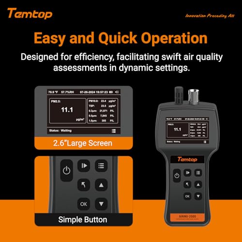Temtop Air Quality Monitor PM2.5 PM10 Particle Counter, Formaldehyde, Temperature, Humidity