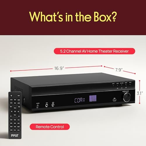Pyle 5.2 Channel Bluetooth Home Theater Amplifier, 240 watts Peak Power, Microphone Input with Echo for Karaoke, ARC Hi-Def Input
