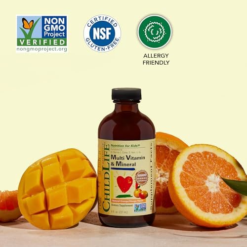 CHILDLIFE ESSENTIALS Kids Multivitamin & Mineral, Mango, 8 Fl Oz (2 Pack) | Vitamins for Kids, Liquid Multivitamin Supplement, Toddler & Baby Wellness, Natural, & Mineral