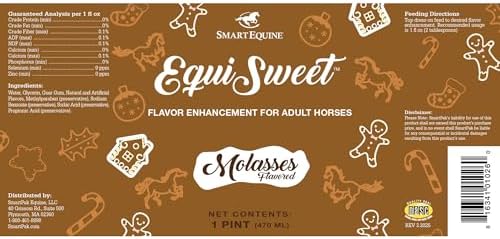 SmartEquine Equi Sweet Molasses | Sugar-Free Liquid with Stevia | Perfect for Picky Eaters, Enhances Feed Palatability | 1 Pint